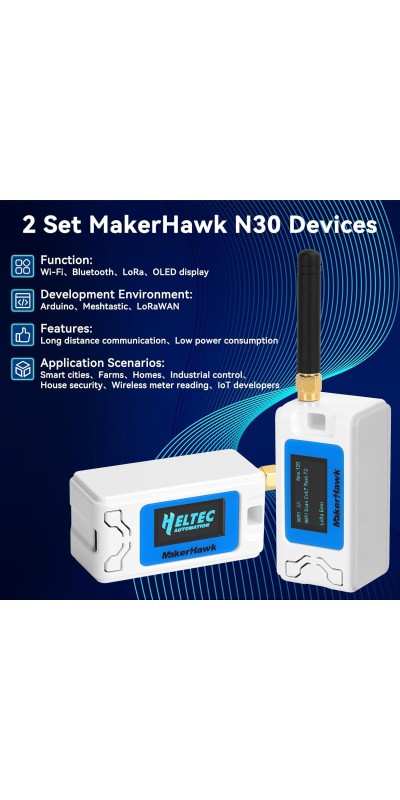 2 Pack ESP 32 Lo Ra V3 Development Board + 1100mAh Battery + Protect Case Set - with 915MHz Antenna and SX 1262 Surport WiFi Blue Tooth Lo Ra V3 Devices for Meshtastic Ar duino LoRawan IOT