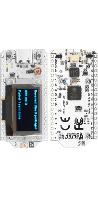 2 Pack ESP 32 Lo Ra V3 Development Board + 1100mAh Battery + Protect Case Set - with 915MHz Antenna and SX 1262 Surport WiFi Blue Tooth Lo Ra V3 Devices for Meshtastic Ar duino LoRawan IOT