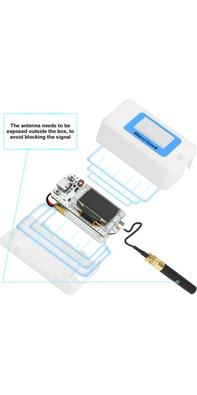 2 Pack ESP 32 Lo Ra V3 Development Board + 1100mAh Battery + Protect Case Set - with 915MHz Antenna and SX 1262 Surport WiFi Blue Tooth Lo Ra V3 Devices for Meshtastic Ar duino LoRawan IOT