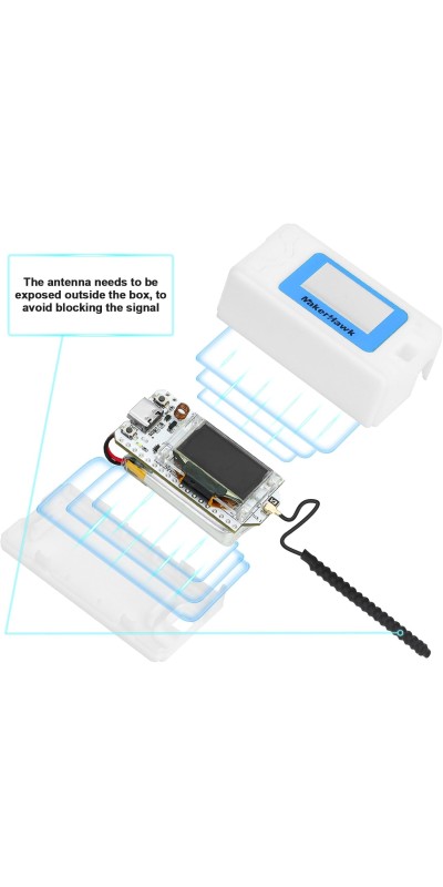 2 Pack ESP 32 Lo Ra V3 Development Board + 1100mAh Battery + Protect Case Set - with 915MHz Antenna and SX 1262 Surport WiFi Blue Tooth Lo Ra V3 Devices for Meshtastic Ar duino LoRawan IOT