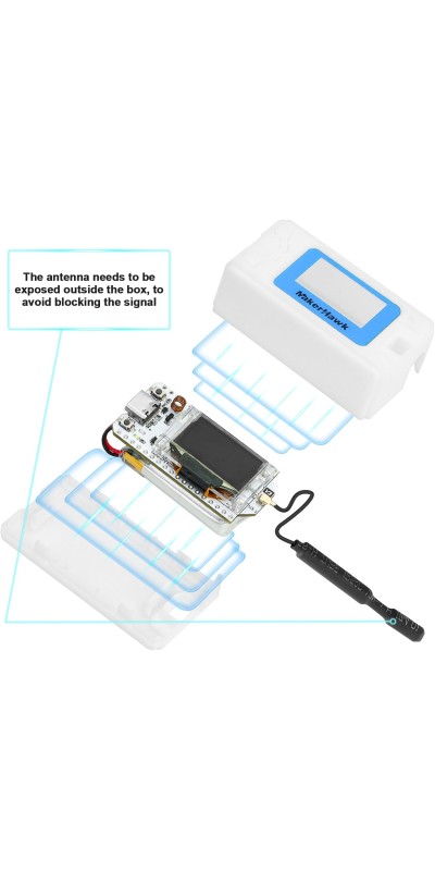 2 Pack ESP 32 Lo Ra V3 Development Board + 1100mAh Battery + Protect Case Set - with 915MHz Antenna and SX 1262 Surport WiFi Blue Tooth Lo Ra V3 Devices for Meshtastic Ar duino LoRawan IOT
