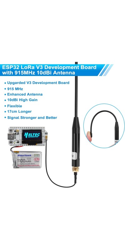 ESP32 LoRa V3 SX1262 Development Board with 0.96 inch OLED Display 240MHz CP2102 863-928 MHz Antenna for Ar duino Meshtastic LoRawan IOT (Upgraded Antenna)