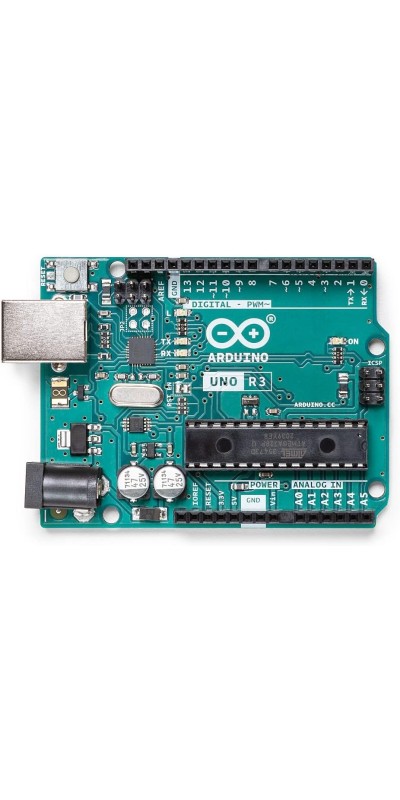 Uno REV3 [A000066] – ATmega328P Microcontroller, 16MHz, 14 Digital I/O Pins, 6 Analog Inputs, 32KB Flash, USB Connectivity, Compatible with Arduino IDE for DIY Projects and Prototyping
