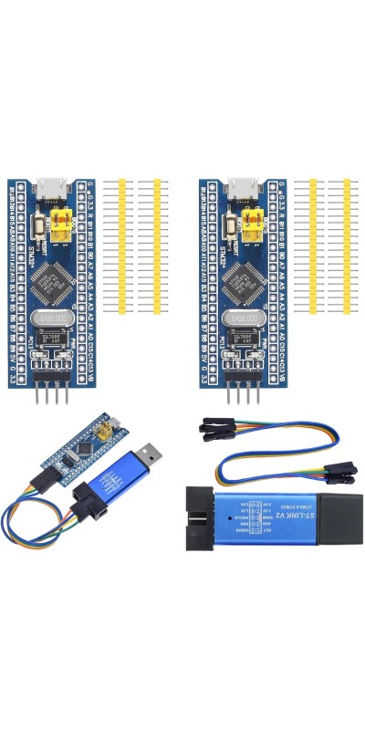 2PCS STM32F103C8T6 ARM STM32 Minimum System Development Board STM32F103C8T6 Core Learning Board + 1PCS ST-Link V2 Emulator Downloader Programmer, Random Color