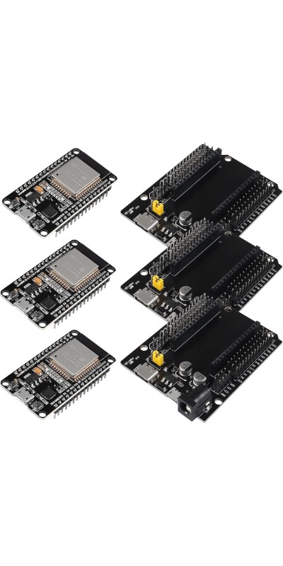 3 Set ESP32 ESP-32S WiFi Development Board NodeMCU ESP-WROOM-32 Microcontroller with ESP32 GPIO Breakout Board 30Pin Type-C Micro USB Dual Interface ESP32 Shield 30P Expansion Board