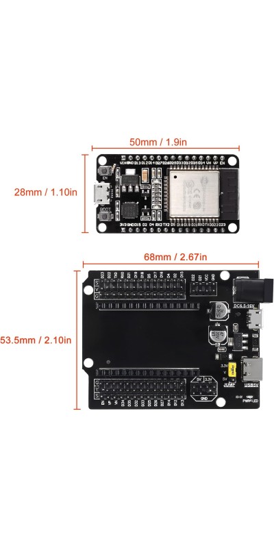 3 Set ESP32 ESP-32S WiFi Development Board NodeMCU ESP-WROOM-32 Microcontroller with ESP32 GPIO Breakout Board 30Pin Type-C Micro USB Dual Interface ESP32 Shield 30P Expansion Board