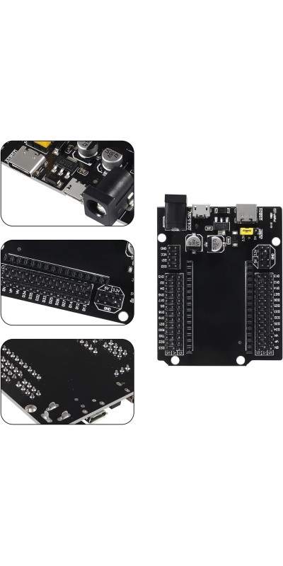 3 Set ESP32 ESP-32S WiFi Development Board NodeMCU ESP-WROOM-32 Microcontroller with ESP32 GPIO Breakout Board 30Pin Type-C Micro USB Dual Interface ESP32 Shield 30P Expansion Board