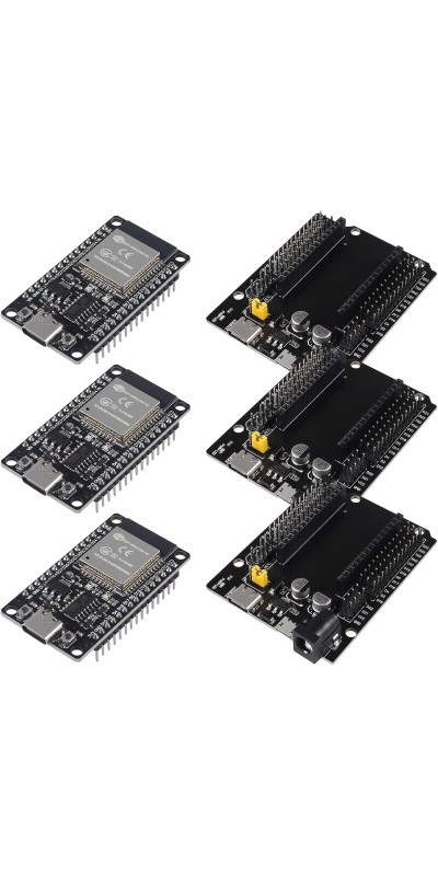 3 Set ESP32 ESP-32S WiFi Development Board NodeMCU ESP-WROOM-32 Microcontroller with ESP32 GPIO Breakout Board 30Pin Type-C Micro USB Dual Interface ESP32 Shield 30P Expansion Board