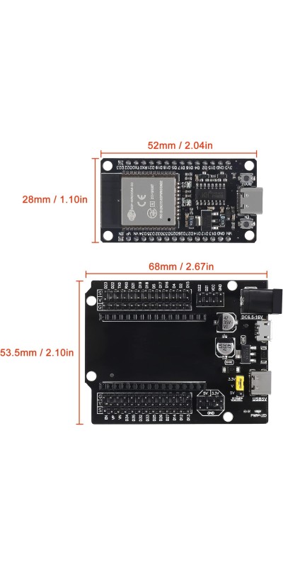 3 Set ESP32 ESP-32S WiFi Development Board NodeMCU ESP-WROOM-32 Microcontroller with ESP32 GPIO Breakout Board 30Pin Type-C Micro USB Dual Interface ESP32 Shield 30P Expansion Board