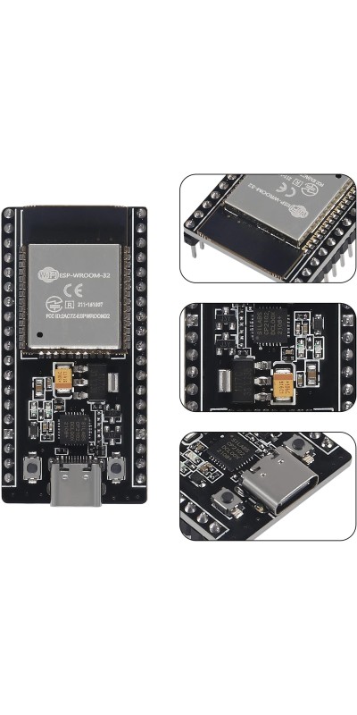 3 Set ESP32 ESP-32S WiFi Development Board NodeMCU ESP-WROOM-32 Microcontroller with ESP32 GPIO Breakout Board 30Pin Type-C Micro USB Dual Interface ESP32 Shield 30P Expansion Board