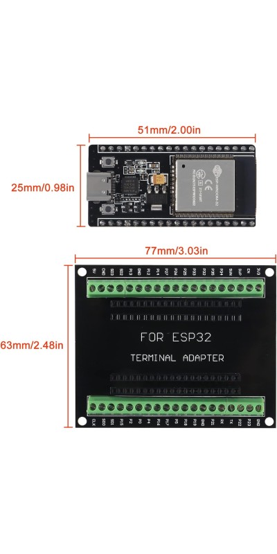 3 Set ESP32 ESP-32S WiFi Development Board NodeMCU ESP-WROOM-32 Microcontroller with ESP32 GPIO Breakout Board 30Pin Type-C Micro USB Dual Interface ESP32 Shield 30P Expansion Board