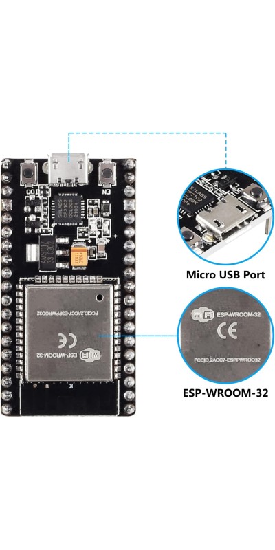 3 Set ESP32 ESP-32S WiFi Development Board NodeMCU ESP-WROOM-32 Microcontroller with ESP32 GPIO Breakout Board 30Pin Type-C Micro USB Dual Interface ESP32 Shield 30P Expansion Board