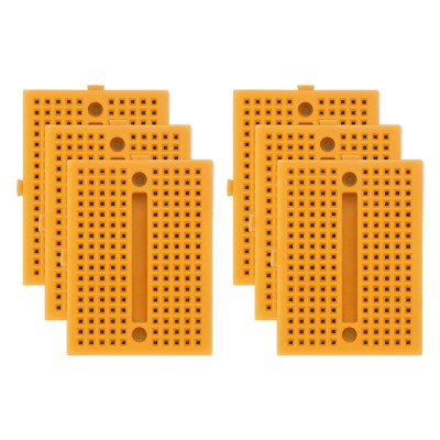 6pcs Mini Breadboard, Solderless Breadboard Small Breadboard 170 Tie Points Prototype PCB Bread Board Electronics Kit Self Adhesive Plates, SYB-170, Yellow