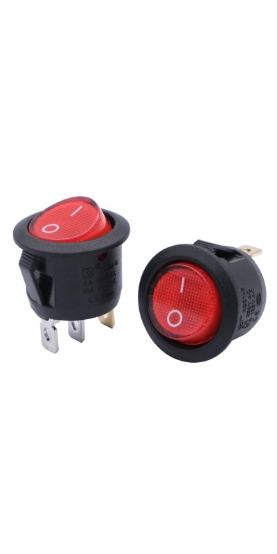5pcs Snap-in AC110/120V Lighted Round Rocker Switch Illuminated Boat Toggle Power Switch Red Light SPST ON-Off 3 Pin AC 250V 6A 125V 10A, Use for Household Appliances MXU1-5-101NR