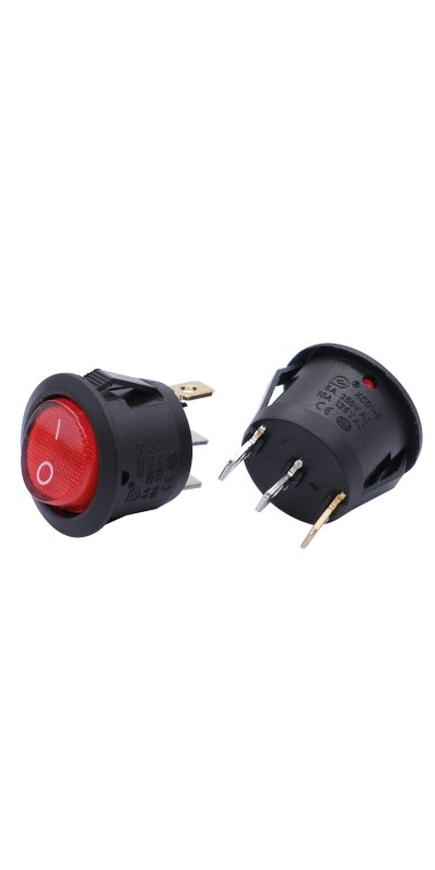 5pcs Snap-in AC110/120V Lighted Round Rocker Switch Illuminated Boat Toggle Power Switch Red Light SPST ON-Off 3 Pin AC 250V 6A 125V 10A, Use for Household Appliances MXU1-5-101NR