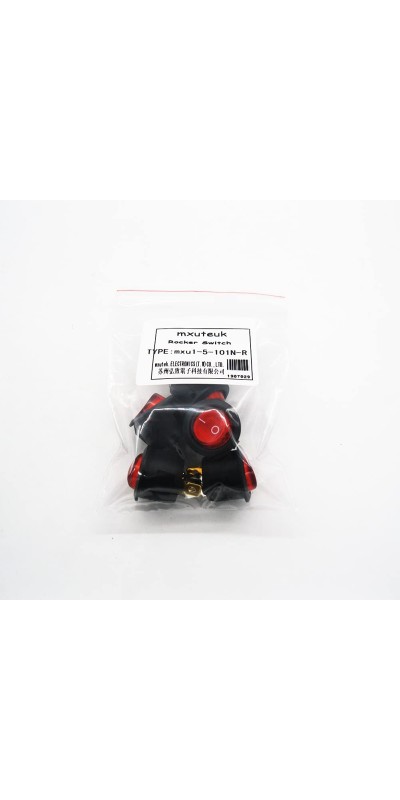 5pcs Snap-in AC110/120V Lighted Round Rocker Switch Illuminated Boat Toggle Power Switch Red Light SPST ON-Off 3 Pin AC 250V 6A 125V 10A, Use for Household Appliances MXU1-5-101NR