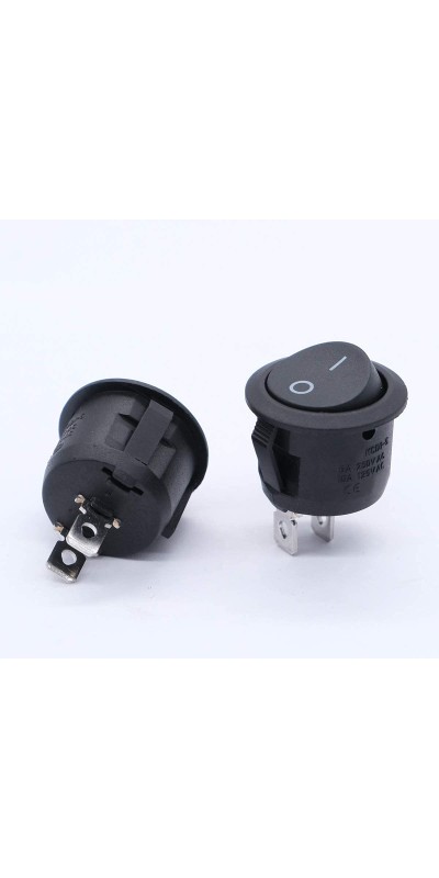 5pcs Snap-in AC110/120V Lighted Round Rocker Switch Illuminated Boat Toggle Power Switch Red Light SPST ON-Off 3 Pin AC 250V 6A 125V 10A, Use for Household Appliances MXU1-5-101NR