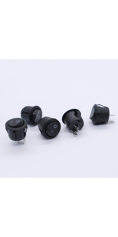 5pcs Snap-in AC110/120V Lighted Round Rocker Switch Illuminated Boat Toggle Power Switch Red Light SPST ON-Off 3 Pin AC 250V 6A 125V 10A, Use for Household Appliances MXU1-5-101NR