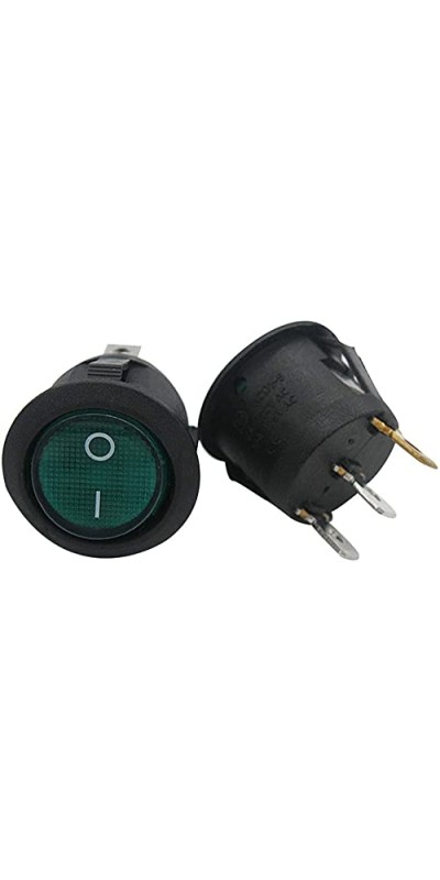 5pcs Snap-in AC110/120V Lighted Round Rocker Switch Illuminated Boat Toggle Power Switch Red Light SPST ON-Off 3 Pin AC 250V 6A 125V 10A, Use for Household Appliances MXU1-5-101NR