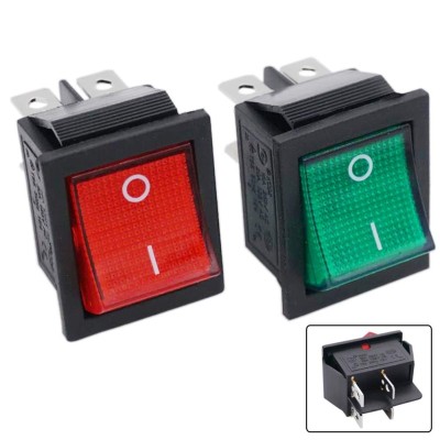 2Pcs Rocker Switch 4 Pins 2 Position ON/Off AC 10A/125V 6A/250V DPST Green and Red LED Light Illuminated Boat KCD4 Rocker Switch Toggle KCD2-201N-RG
