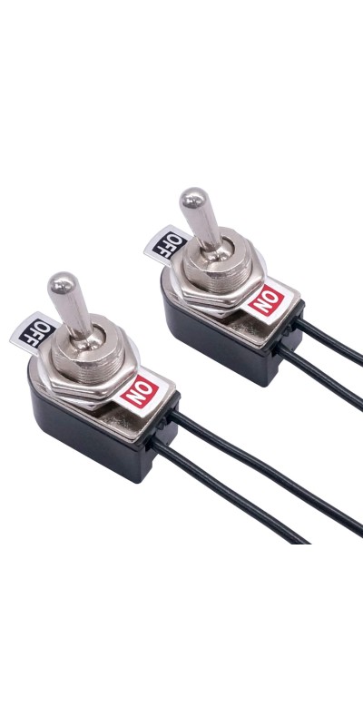 2pcs Toggle Switch SPST 2 Position Latching ON/Off 6A AC 125V /10A DC 12V Toggle switches Incidental 5.2 inch Connect Wire Rocker Arm Switch KNS-1