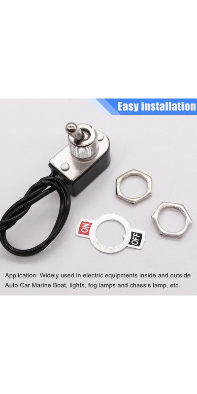 2pcs Toggle Switch SPST 2 Position Latching ON/Off 6A AC 125V /10A DC 12V Toggle switches Incidental 5.2 inch Connect Wire Rocker Arm Switch KNS-1