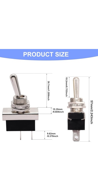 2pcs Toggle Switch SPST 2 Position Latching ON/Off 6A AC 125V /10A DC 12V Toggle switches Incidental 5.2 inch Connect Wire Rocker Arm Switch KNS-1