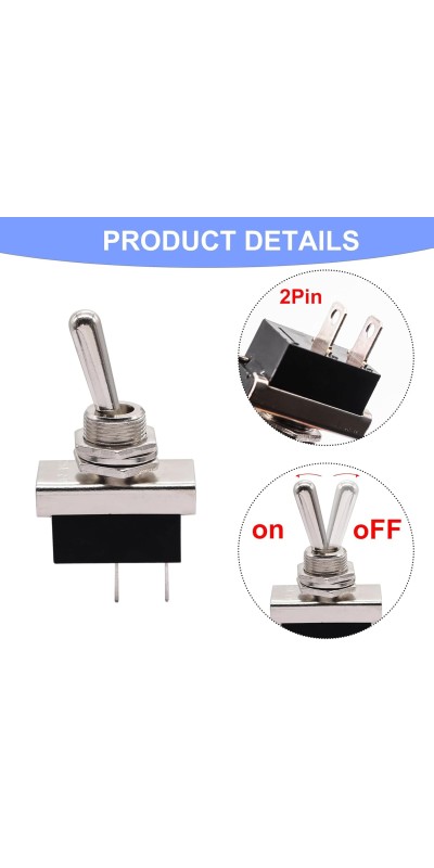 2pcs Toggle Switch SPST 2 Position Latching ON/Off 6A AC 125V /10A DC 12V Toggle switches Incidental 5.2 inch Connect Wire Rocker Arm Switch KNS-1