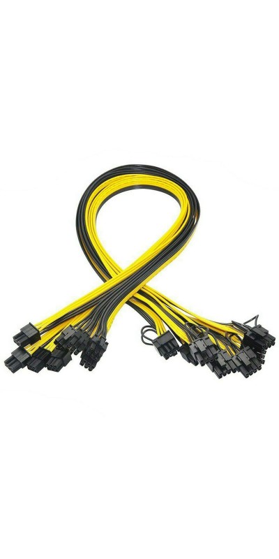6X 6 Pin PCI-E to 8 Pin(6+2) PCI-E (Male to Male) GPU Power Cable (50cm) Not Include Card