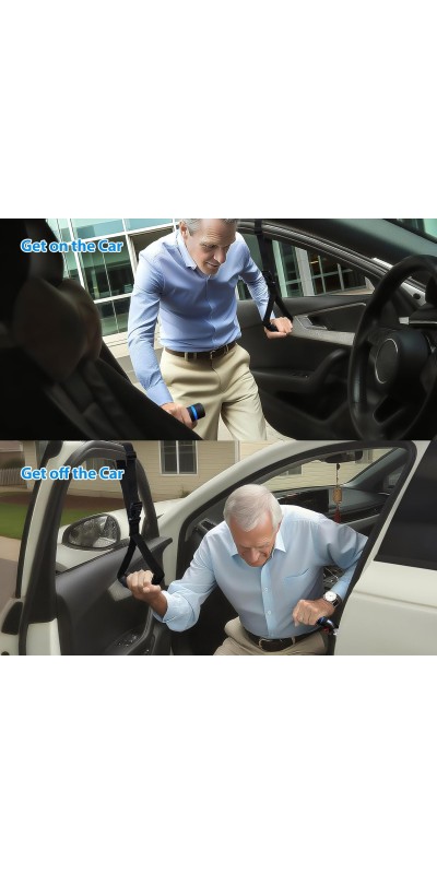 3pc Elderly Mobility Independence Assist Kit: Portable Lift Standing Aid, Car Door Assist Handle for Elderly & Adjustable Handrail Strap for Seniors, Disabled, Handicap & Pregnant to Convenient Travel