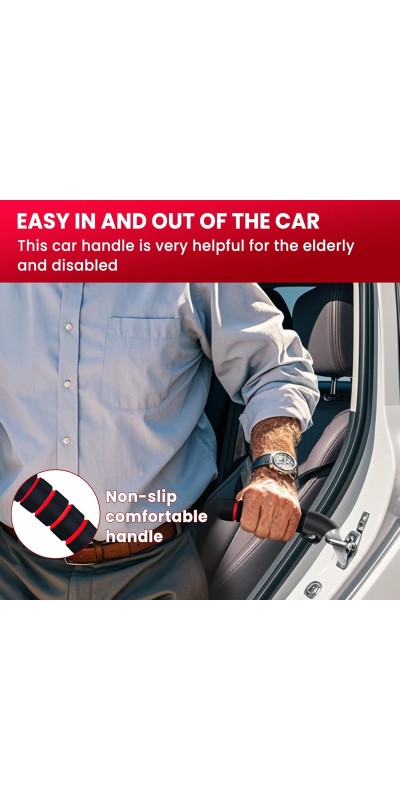 3pc Elderly Mobility Independence Assist Kit: Portable Lift Standing Aid, Car Door Assist Handle for Elderly & Adjustable Handrail Strap for Seniors, Disabled, Handicap & Pregnant to Convenient Travel