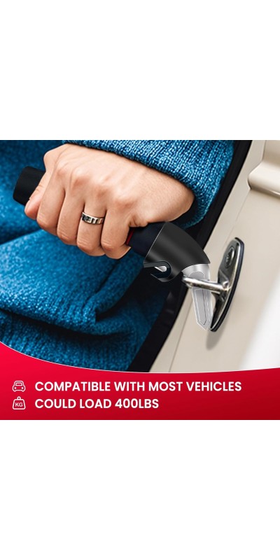 3pc Elderly Mobility Independence Assist Kit: Portable Lift Standing Aid, Car Door Assist Handle for Elderly & Adjustable Handrail Strap for Seniors, Disabled, Handicap & Pregnant to Convenient Travel