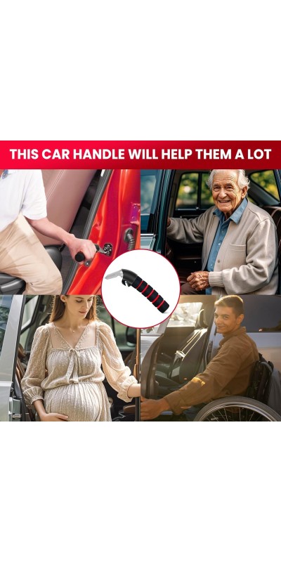 3pc Elderly Mobility Independence Assist Kit: Portable Lift Standing Aid, Car Door Assist Handle for Elderly & Adjustable Handrail Strap for Seniors, Disabled, Handicap & Pregnant to Convenient Travel