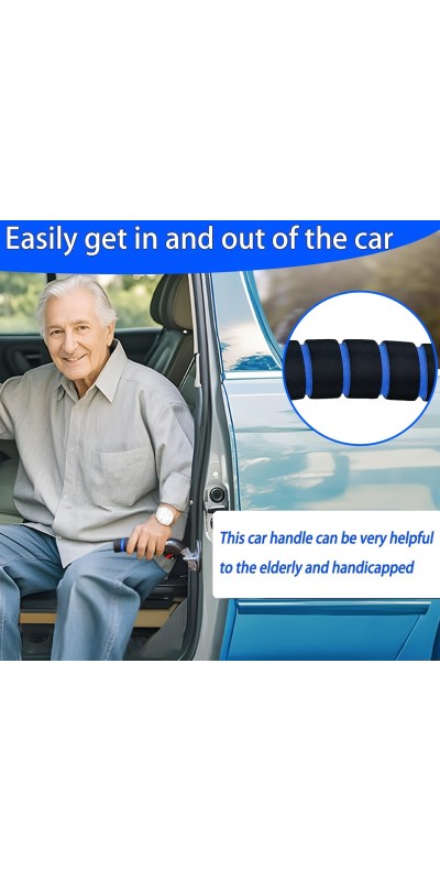 3pc Elderly Mobility Independence Assist Kit: Portable Lift Standing Aid, Car Door Assist Handle for Elderly & Adjustable Handrail Strap for Seniors, Disabled, Handicap & Pregnant to Convenient Travel