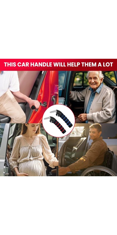 3pc Elderly Mobility Independence Assist Kit: Portable Lift Standing Aid, Car Door Assist Handle for Elderly & Adjustable Handrail Strap for Seniors, Disabled, Handicap & Pregnant to Convenient Travel