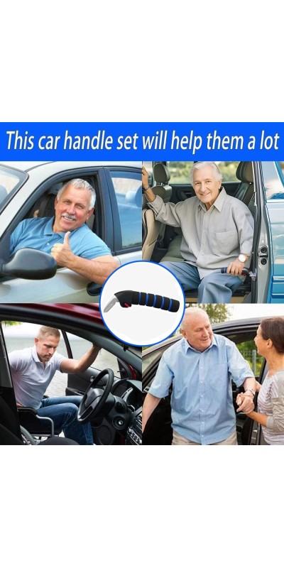 3pc Elderly Mobility Independence Assist Kit: Portable Lift Standing Aid, Car Door Assist Handle for Elderly & Adjustable Handrail Strap for Seniors, Disabled, Handicap & Pregnant to Convenient Travel