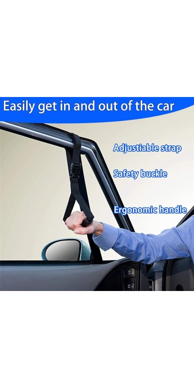 3pc Elderly Mobility Independence Assist Kit: Portable Lift Standing Aid, Car Door Assist Handle for Elderly & Adjustable Handrail Strap for Seniors, Disabled, Handicap & Pregnant to Convenient Travel