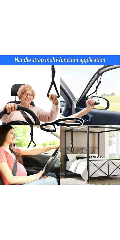 3pc Elderly Mobility Independence Assist Kit: Portable Lift Standing Aid, Car Door Assist Handle for Elderly & Adjustable Handrail Strap for Seniors, Disabled, Handicap & Pregnant to Convenient Travel