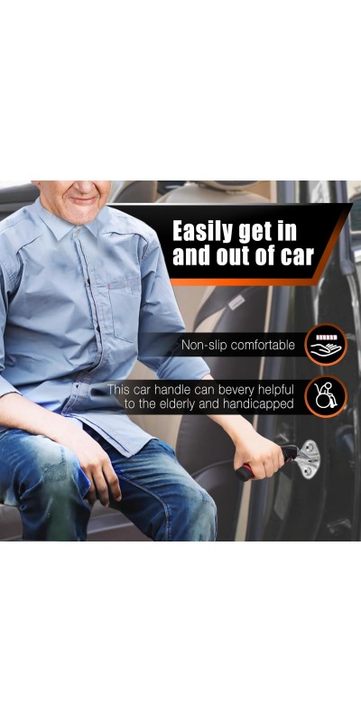3pc Elderly Mobility Independence Assist Kit: Portable Lift Standing Aid, Car Door Assist Handle for Elderly & Adjustable Handrail Strap for Seniors, Disabled, Handicap & Pregnant to Convenient Travel