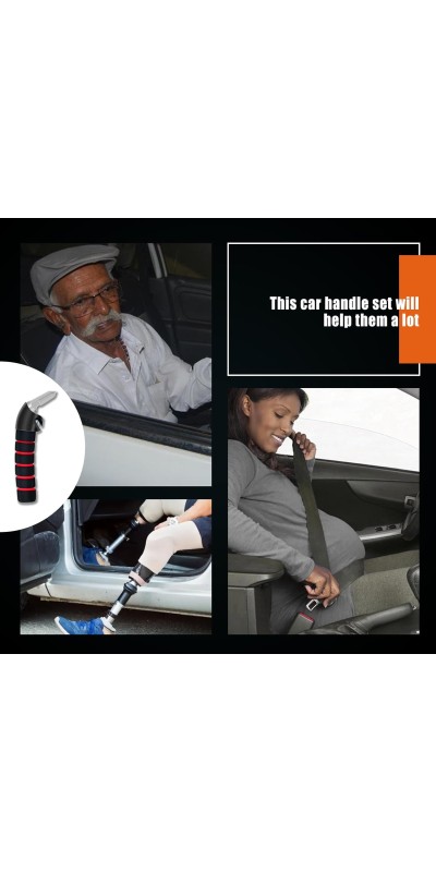 3pc Elderly Mobility Independence Assist Kit: Portable Lift Standing Aid, Car Door Assist Handle for Elderly & Adjustable Handrail Strap for Seniors, Disabled, Handicap & Pregnant to Convenient Travel
