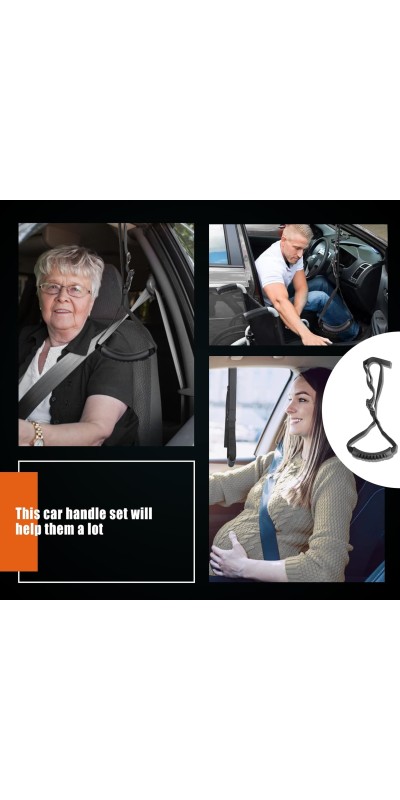 3pc Elderly Mobility Independence Assist Kit: Portable Lift Standing Aid, Car Door Assist Handle for Elderly & Adjustable Handrail Strap for Seniors, Disabled, Handicap & Pregnant to Convenient Travel