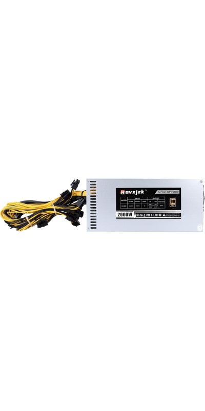 2000W Mining Power Supply PSU, ABSKY Mining Rig PSU ATX PC Power Supply for 8 GPU ETH Rig Ethereum Miner, Mining Machine Power Supply with Adapter Cable