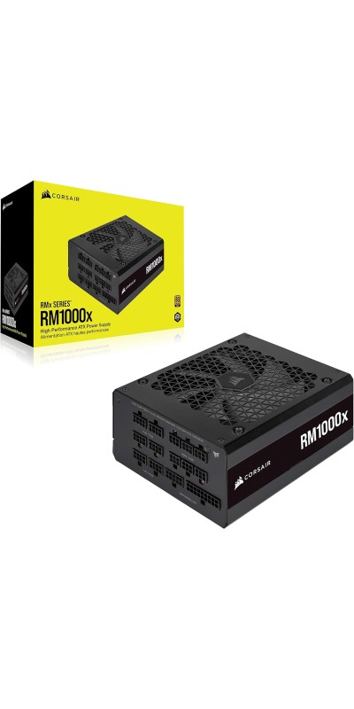 RM1000x Fully Modular Low-Noise ATX Power Supply – ATX 3.1 Compliant – PCIe 5.1 Support – Cybenetics Gold Efficiency – Native 12V-2x6 Connector – Black
