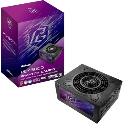 PG 1600G ATX 3.1 1600W Power Supply PCle5.1 10 Years Warranty Fully Modular Japanese Capacitor Phantom Gaming PG-1600G 80 Plus Gold Cybenetics Platinum 12V-2x6 Cables