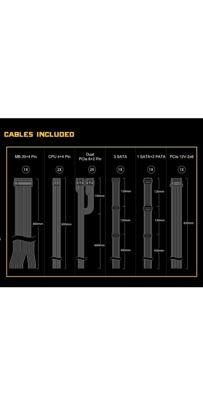 PG 1600G ATX 3.1 1600W Power Supply PCle5.1 10 Years Warranty Fully Modular Japanese Capacitor Phantom Gaming PG-1600G 80 Plus Gold Cybenetics Platinum 12V-2x6 Cables