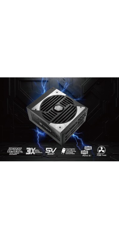 PG 1600G ATX 3.1 1600W Power Supply PCle5.1 10 Years Warranty Fully Modular Japanese Capacitor Phantom Gaming PG-1600G 80 Plus Gold Cybenetics Platinum 12V-2x6 Cables