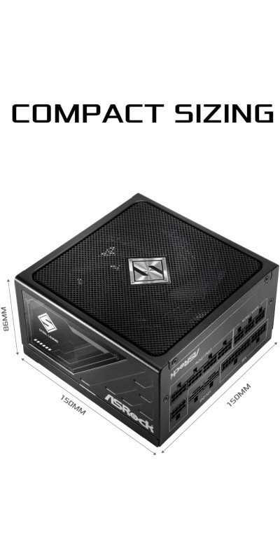 PG 1600G ATX 3.1 1600W Power Supply PCle5.1 10 Years Warranty Fully Modular Japanese Capacitor Phantom Gaming PG-1600G 80 Plus Gold Cybenetics Platinum 12V-2x6 Cables