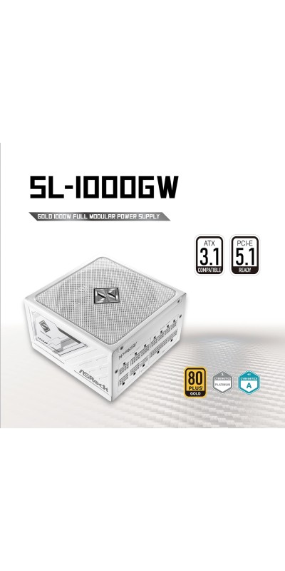 PG 1600G ATX 3.1 1600W Power Supply PCle5.1 10 Years Warranty Fully Modular Japanese Capacitor Phantom Gaming PG-1600G 80 Plus Gold Cybenetics Platinum 12V-2x6 Cables