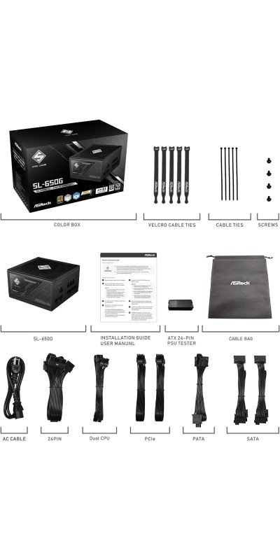 PG 1600G ATX 3.1 1600W Power Supply PCle5.1 10 Years Warranty Fully Modular Japanese Capacitor Phantom Gaming PG-1600G 80 Plus Gold Cybenetics Platinum 12V-2x6 Cables