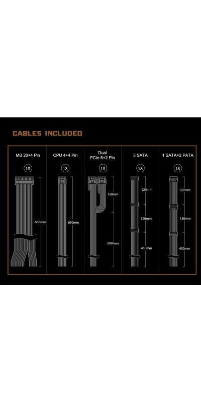 PG 1600G ATX 3.1 1600W Power Supply PCle5.1 10 Years Warranty Fully Modular Japanese Capacitor Phantom Gaming PG-1600G 80 Plus Gold Cybenetics Platinum 12V-2x6 Cables